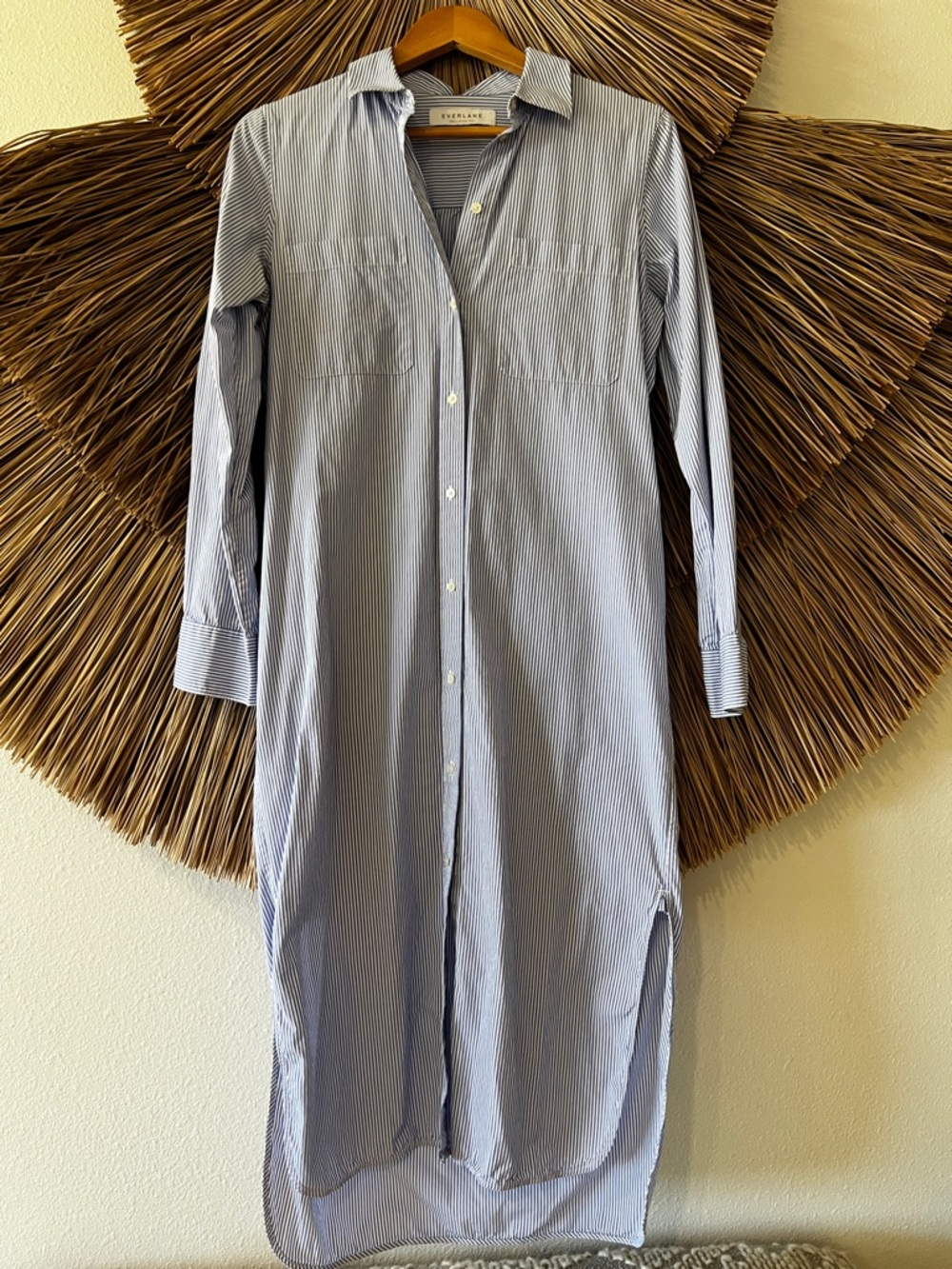 EVERLANE Striped Cotton Poplin Shirt Dress size 6